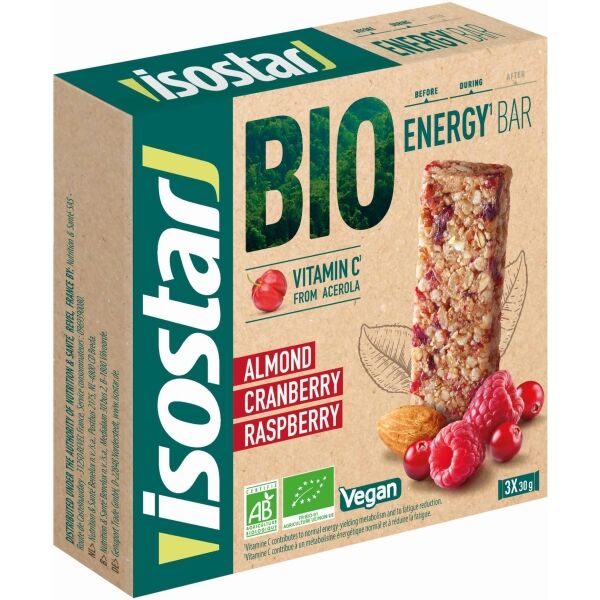 Isostar BIO ENERGY BARS ČERVENÉ OVOCE 3x30g Energetické bio tyčinky